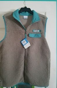 Columbia Men's Small Sherpa Vest Gray Teal New